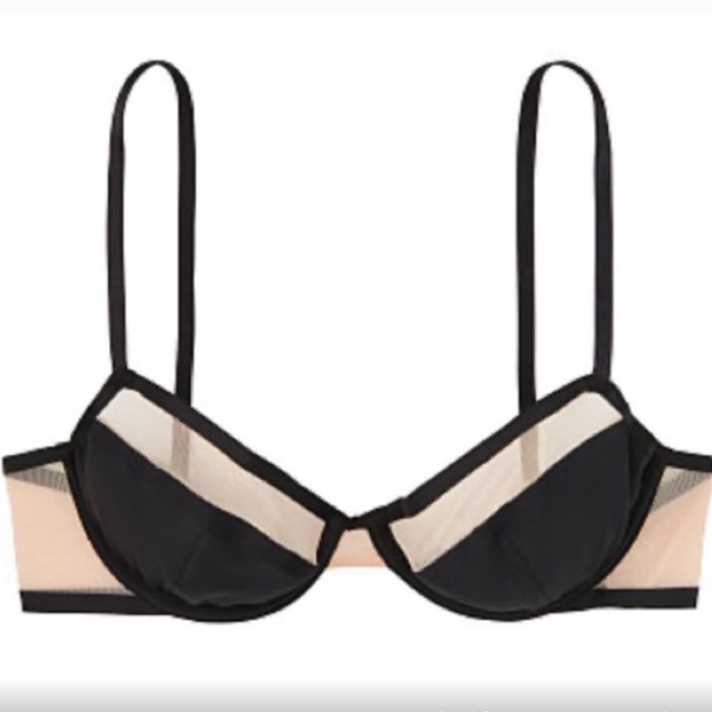 Black & Nude Mesh Unlined Bra 38DD Luxe Lingerie